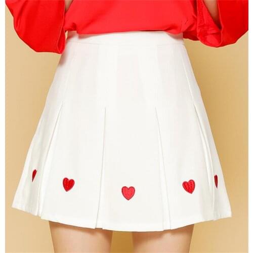 Womens Skirts Casual Ladies Kawaii College Wind Chiffon Embroidered A Word Skirt Female Korean Harajuku Clothing For Women