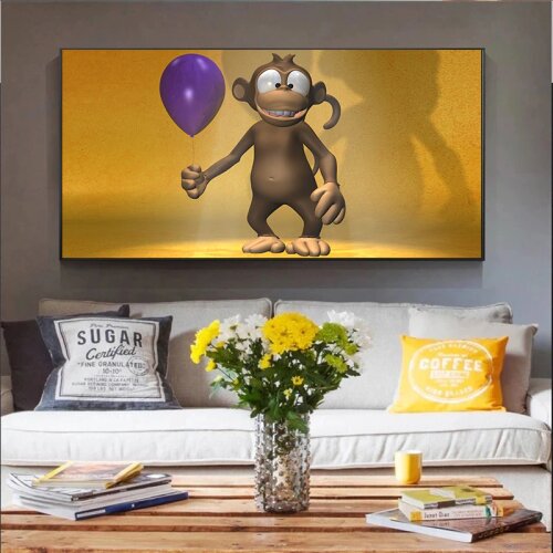Funny monkey canvas painting posters and prints on the wall modern animal mural canvas pictures childrens room decoration