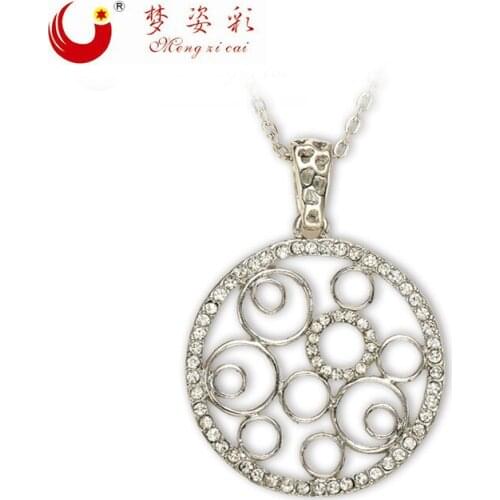 New Italian white Link Round Pendant Crystal Statement Necklaces for Women Lovers Neckless Friendship Max Colares Bijuterias
