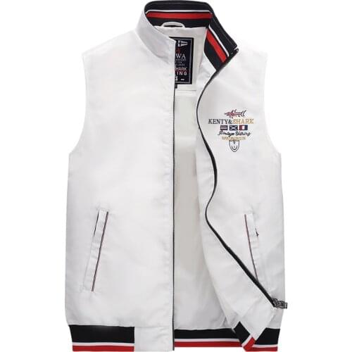 2020 New Arrival Mens Vest Spring Autumn Windproof Sleeveless Shark Jacket Men High Quality Embroidery Waistcoat Plus Size 4XL