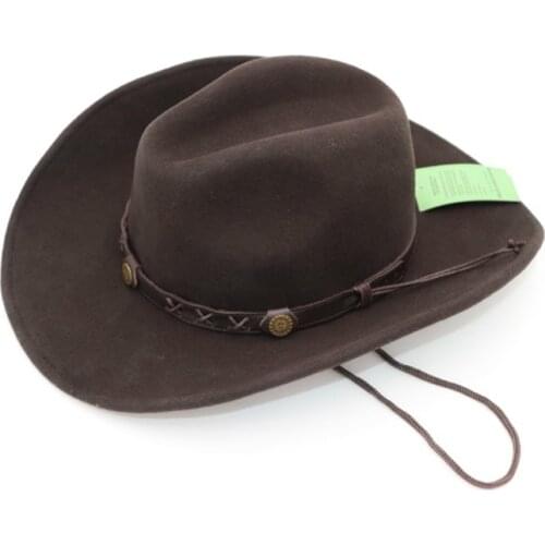 100% Wool Bowler Hat Male Fedoras Cowboy Cap Wide Brim Mens Fashion Watherproof Woolen Cap Adjustable Fedoras Hat B-8126