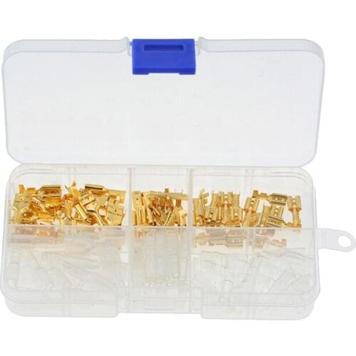 120PCS/box Gold Insulated Wire Connector Electrical Wire Crimp Terminals 2.8 4.8 6.3mm Spade Connectors Assortment Kit