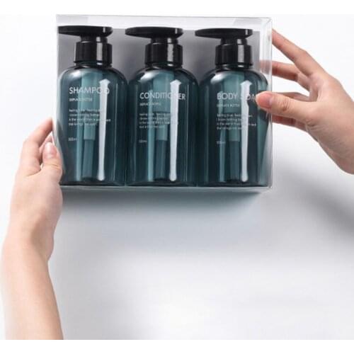 3Pcs 500ml Empty Bottle Set Shampoo Shower Gel Hair Conditioner Press Pump Soap Dispenser Body Wash Bathroom Refillable C1FF