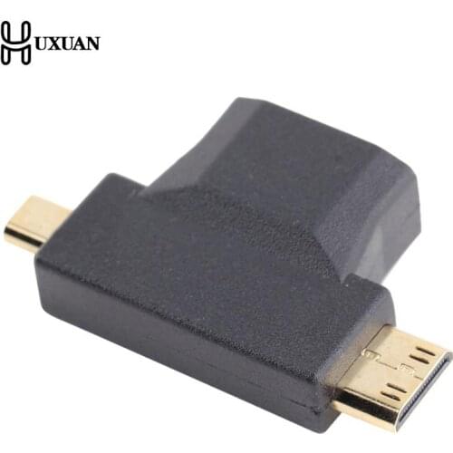 3 in 1 HDMI Female to Mini HDMI Male + Micro HDMI Male Adapter Connector