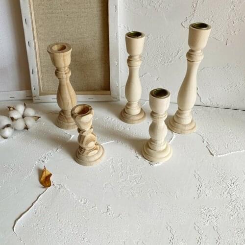 4/6.88in Romantic Wooden Candle Holder Wooden Candlestick Votive Wedding Candelabra Table Centerpieces Home Decoration