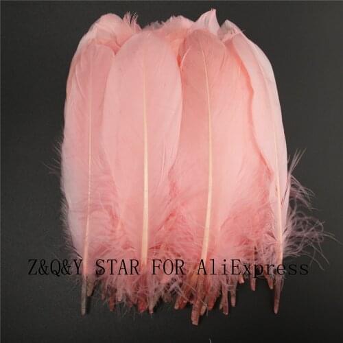 50-200 Natural Goose Feathers 15-20CM Meat Dye Pink DIY Craft Ornaments Clothing Feathers