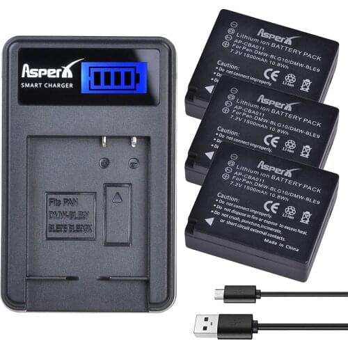 3Pcs DMW-BLG10 BLG10E BLG10PP BLE9 BLE9E BLE9PP Camera Battery + LCD USB Charger for Panasonic Lumix DMC GF6 GX7 GF3 GF5 BLE9