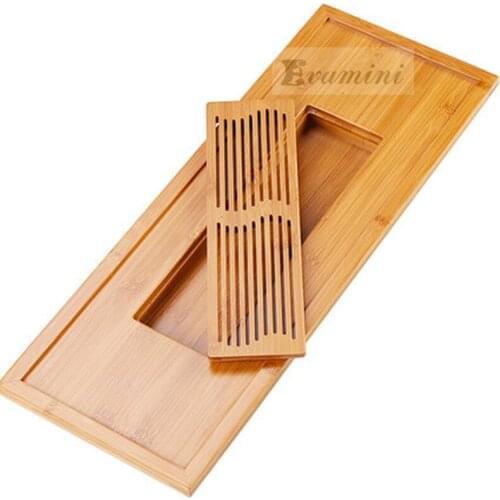 Kung Fu Tea Accessories Tea Tray Nature Bamboo Storage Trays Table With Drain Rack Chinese Tea Serving Tray Set Free shipping