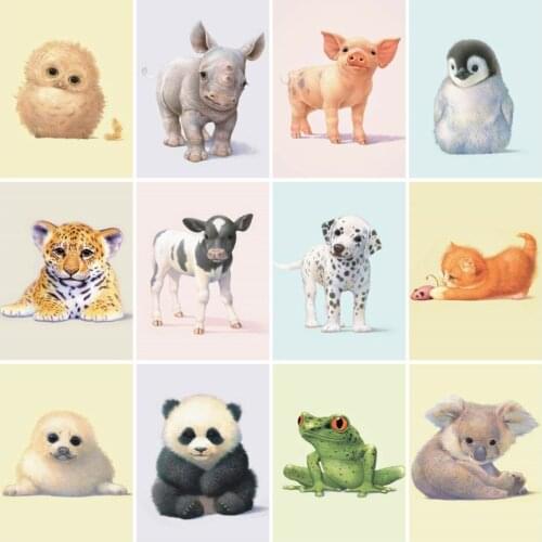 AZQSD Oil Painting By Numbers Cat Dog Panda HandPainted Painting By Numbers Animla Unique Gift For Children Home Decor Gift