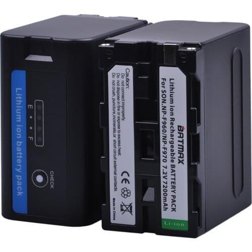 Batmax 2pcs 7200mAh NP-F970 F960 F970 NP-F960 Battery akku with LED Power Indicators for Sony NP-F550 NP-F770 NP-F750 F960 F970