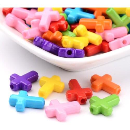 Pandahall 1200Pcs Opaque Acrylic Beads Cross Shape for Jewelry Making DIY Bracelet Necklace Accessories 16x12x4.5mm