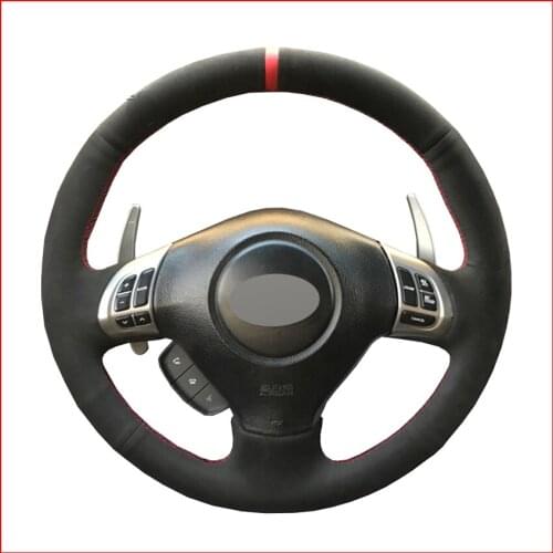 Black Suede Hand Sew Steering Wheel Cover for Subaru Forester 2008-2012 Impreza 2007-2014 Legacy Outback 2006-2009 Exiga 2