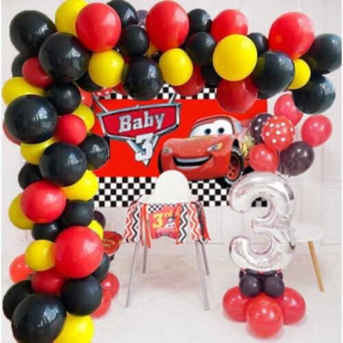 133Pcs/set Racing Car Party Decorations Red Black Yellow Balloons Garland Arch for Baby Shower Birthday Party Decor Supplies
