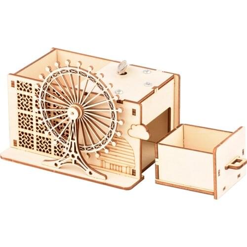 DIY 3D Wooden Puzzle Pen holder Music Box Model Kits Toys for Children Hand Shake Assembly Toy Gifts Home Decoration