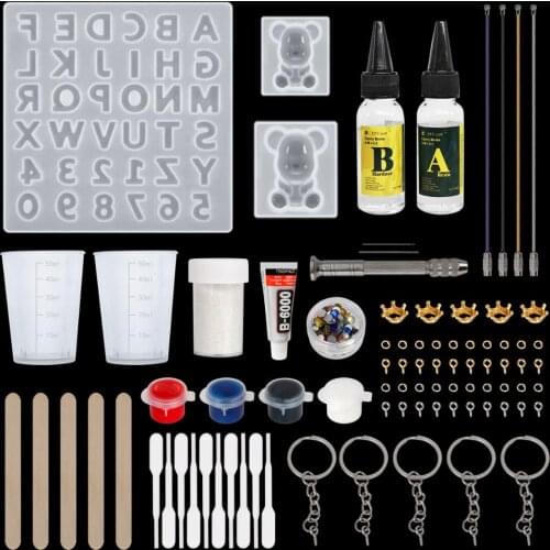 DIY Handmade Bear Letters Epoxy Resin Molds Jewelry Making Key Chain Tools Kit DIYcraft