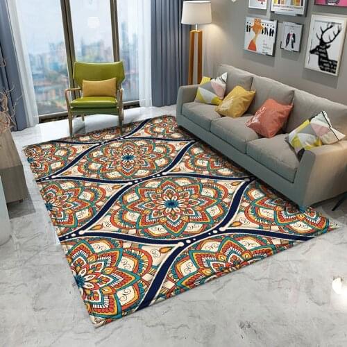 Dropshipping Nonslip Mandala Style Colorful Floral Pattern Rug Floor Mat Bathroom Living Room Bedroom Carpet Decor Rugs