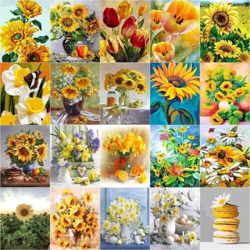 GATYZTORY DIY Paint By Numbers Flower Vase Painting By Numbers For Adults Kit Canvas Oil Painting Kits Craft Arts For Home Deco