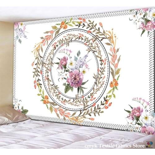 Indian Mandala Tapestry Wall Hanging Flower Psychedelic Tapestry Wall Hanging Decor for Living Room Bedroom Bohemian Plant Print