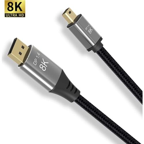 Mini DisplayPort to DisplayPort 1.4 Cable 8K @ 60HZ 4K@60HZ/120HZ/144HZ Mini DP ( Thunderbolt Compatible ) to DP Adapter 1M 2M 3