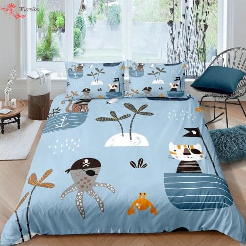 Nordic Cartoon Animals Bedding Set Comforter Duvet Cover Bed Linen Child Twin Size 135 Bedspreads For Bed Queen King 220 x240
