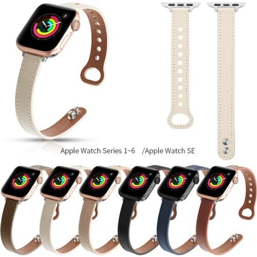 Leather Watch Strap for Apple Watch Series 6 5 4 3 2 1 Slim Watch Bacd Correa for IWatch Band SE 44mm 42mm 38mm 40mm Bracelet