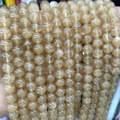 Natural Yellow Citrines Quartzs Crystal Stone Round Spacer Beads For Jewelry Making 4 6 8 10 12mm DIY Bracelet Accessories 15