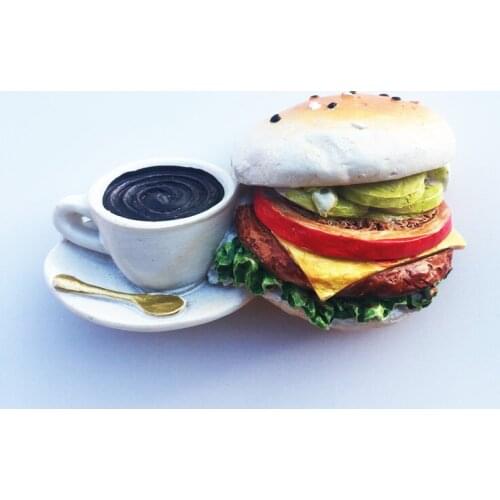 QIQIPP Hand-painted magnetic refrigerator stickers European tourism commemorative coffee burger decorative crafts