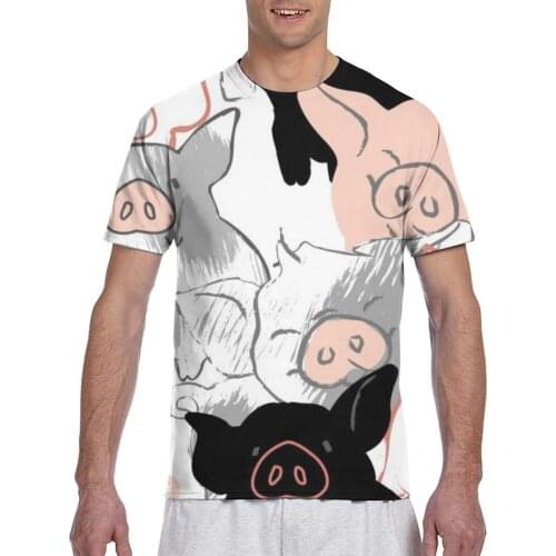 2020 Men T Shirt T-Shirt Summer Tops Tees Crew Neck tshirt Men Short Sleeve Shirt Funny Pigs