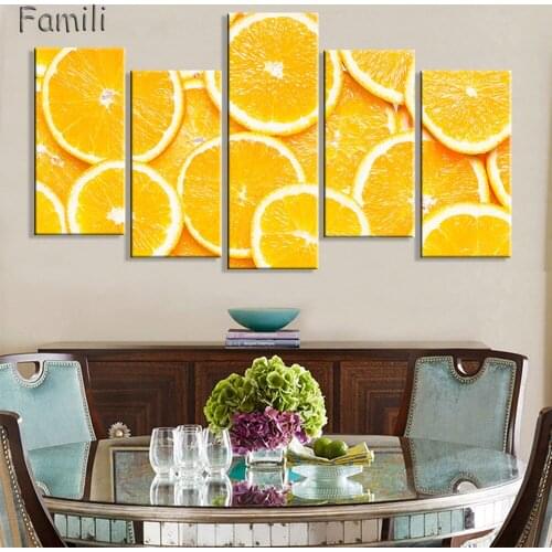 5Panel Modern Flower fruit Abstract Print Frameless Canvas Art Painting Home Decoration Modular Picture for Living Room Wall