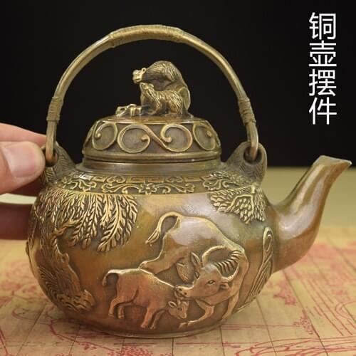 Pure Brass Brass Antique ornaments small pot to do the old bull farming Maslin Antique Brass wholesale vase decoration