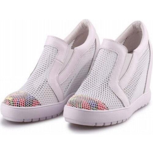 New Fashion Elevator Height Increasing Casual Shoes Women Slip-on Lazy Korean Thick Bottom Breathable Mesh Loafers Zapatos Mujer