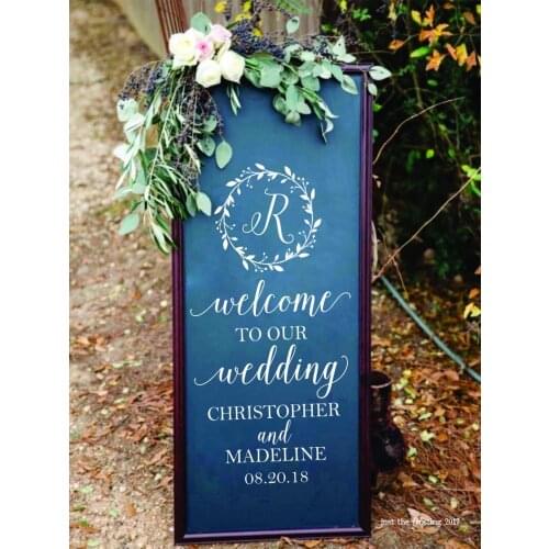 New Wedding Sign Custom Name And Date Vinyl Wallstickers Rustic Wedding Decor Monogram Name For Party And Wedding Wall Paper