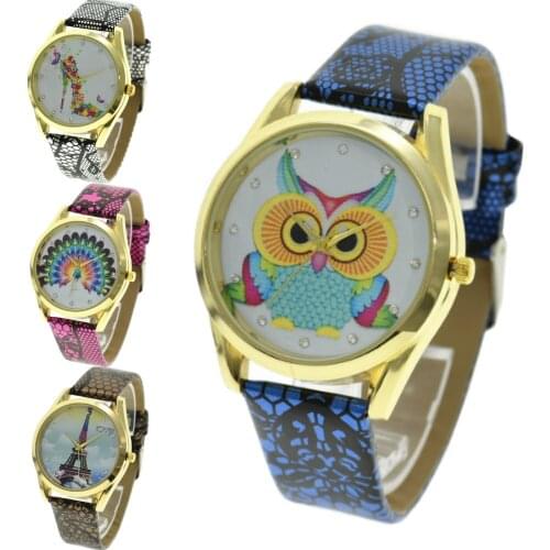 High Wholesale Fashion Peacock Watch Owl Rhinestone Tower Women Ladies Hour Quartz Wristwatches Hot Woman Dress Rhinestone Watch