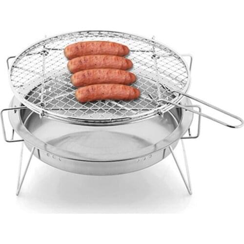 Outdoor BBQ Oven Portable Burner Oven Household Picnic Folding Stoves Stainless Steel BBQ Grill Cookware Campfire Tool 3pcs/set