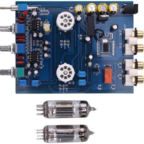 NE5532 DC12V2A Bluetooth 4.2 HIFI Preamp 6J5 Home Audio Tube Amplifier Fever Bile Preamp Tone Board 470UF/25V