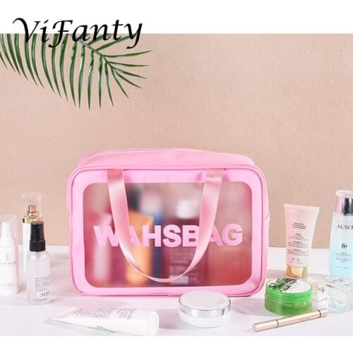 Transparent PVC Cosmetic Bag Women Make Up Case Travel Clear Makeup Beauty Wash Organizer Bath Toiletry Storage Cosmetic Bag