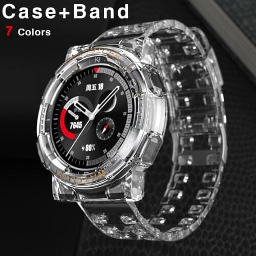 TPU Transparent Case + Band For Huawei GT2 GT 2E 46mm Breathable Wrist bracelet straps set for Huawei magic2 Watch Accesorios