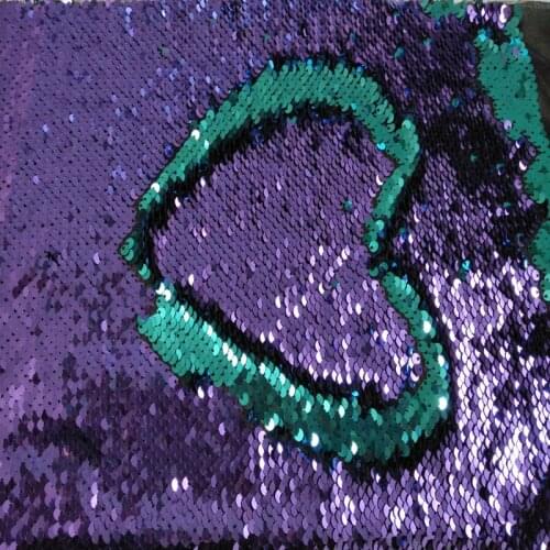 Romantic Purple & Greenblue Color Sequin Double-face Reversible Sequin Fabric Satin Back Sequin Fabric For DIY Sewing Bag Purse
