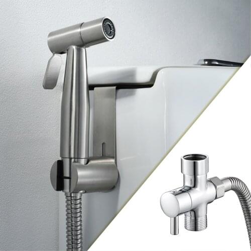 Handheld Toilet Bidet Set Stainless Steel Hand Bidet Faucet Bathroom Sprayer Self Cleaning Shower Head with Shower Hose & Holder