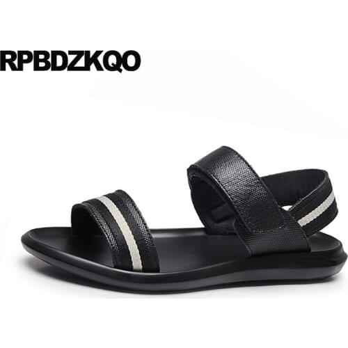 Water italian strap slides leather shoes size 47 46 waterproof roman slippers big men gladiator sandals summer striped outdoor