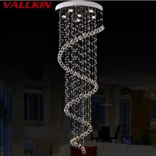 Modern Large Sprial Lustre K9 LED Crystal Chandelier Living Room Lighting Ceiling Stair Lamp Indoor Chandeliers Light Fixture