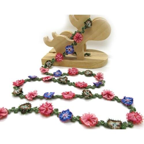 Special Edition|Compact Mutlicolor Ombre Rose Buds on Woven Rococo Ribbon Trim|Decorative Floral Ribbon|Scrapbook