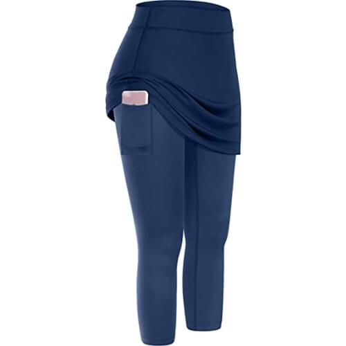 Tennis Skirted Leggings With Pockets For Women High Elastic Waist Sports Workout Capris Skirts Leggins Trousers Seamless Legging