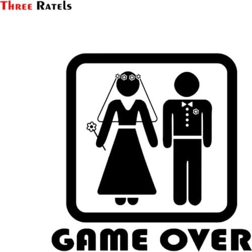 Three Ratels FTZ-123# 15x15cm Funny stickers for cars personality vinyl wrap auto styling Game over sticker decal