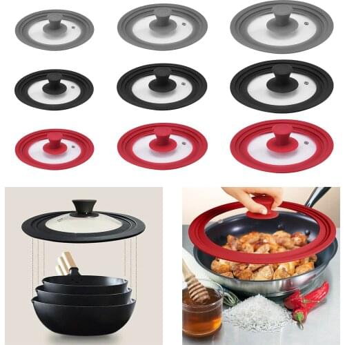 Universal Silicone Glass Lid Covers for Pots Pans, Cookware Replacement Lids