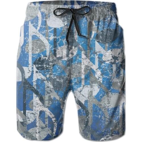 Vintage Blue Music Notes Beach Shorts Men Casual Board Shorts Vacation Quick Dry Shorts Swimwear