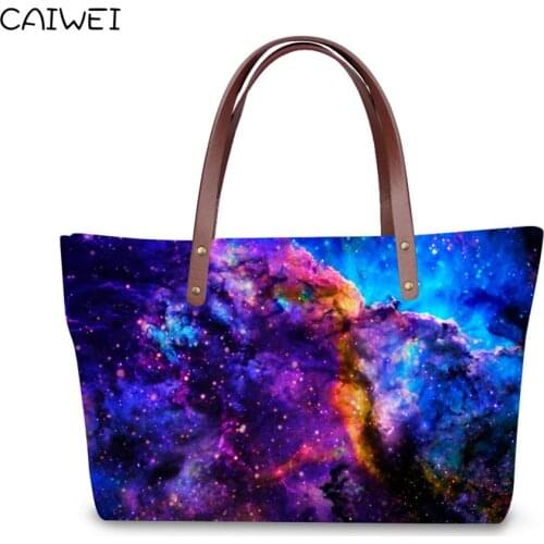 Fashion Galaxy Universe Star Print Handbag for College Girls Casual High Quality Shopping Travel Tote Designer Women Handle Bags