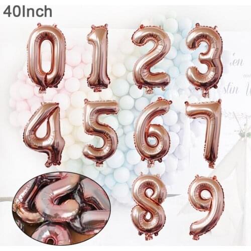 1pcs 40 Inch Aluminum Foil Rose Gold Number Digital Balloon Birthday Party Decoration