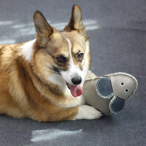 1 pc Cute Linen Mice Chew Toy for Puppy Dog Cat Interactive Plush Squeaker Non Toxic Molar Cotton Toy Pet Training Dog Supplies