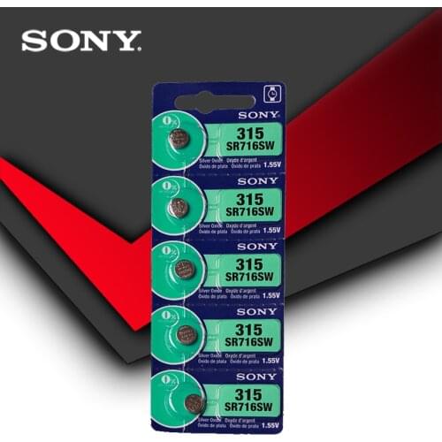 5pcs Sony 100% Original 315 SR716 SR716SW EP2012 D315 Cell Button Batteries Silver Oxide men ladies children watches retail card